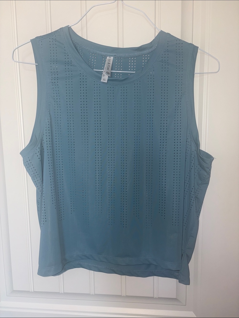 Breathable Perforated Tank Top in Dusty Blue - Women's Activewear